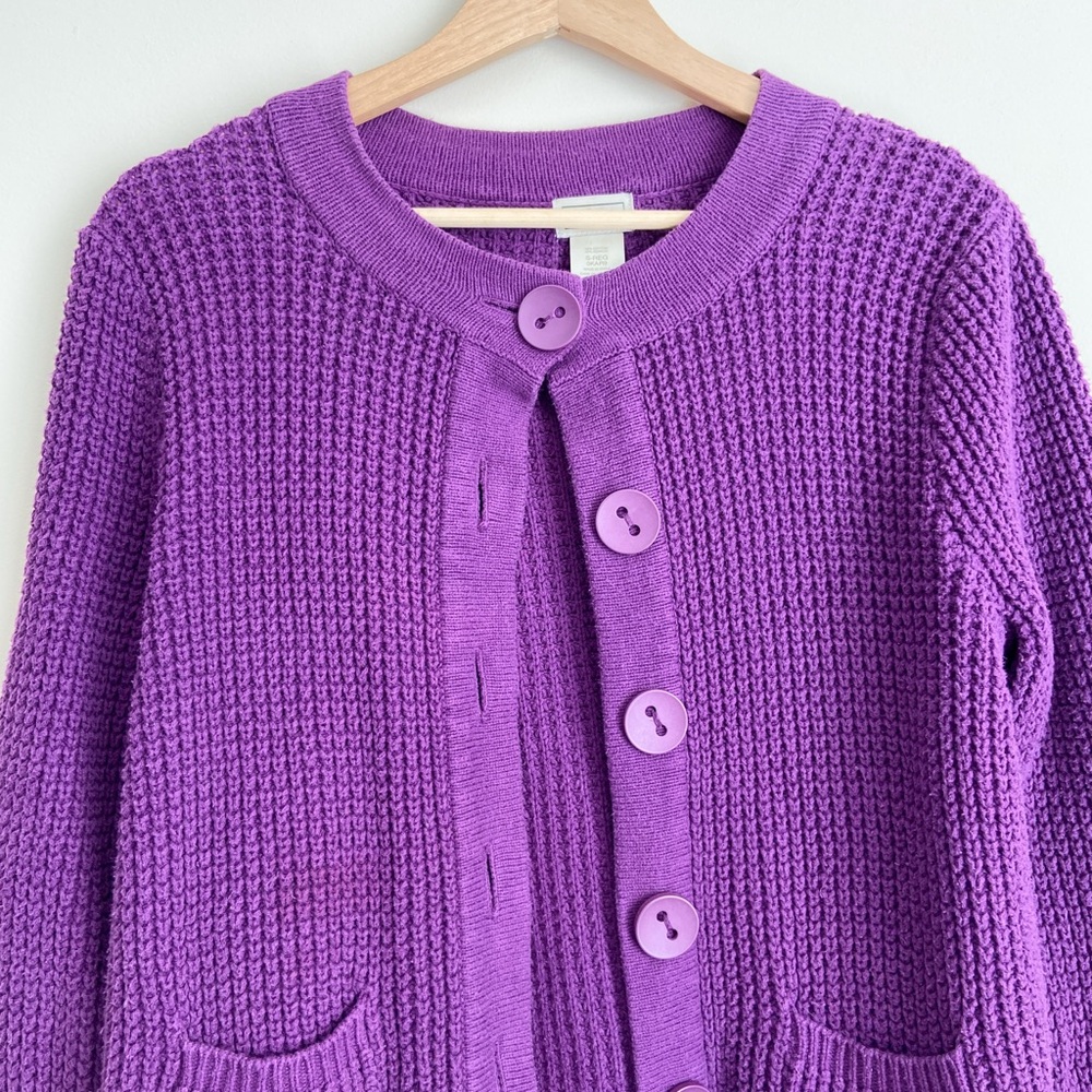 L.L. Bean Purple Women's Cardigan Sweater - Picture 3 of 8